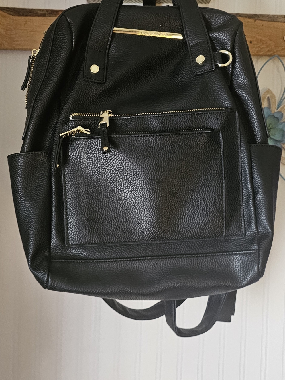 Black Steve Madden Faux Leather Backpack - Back Pack